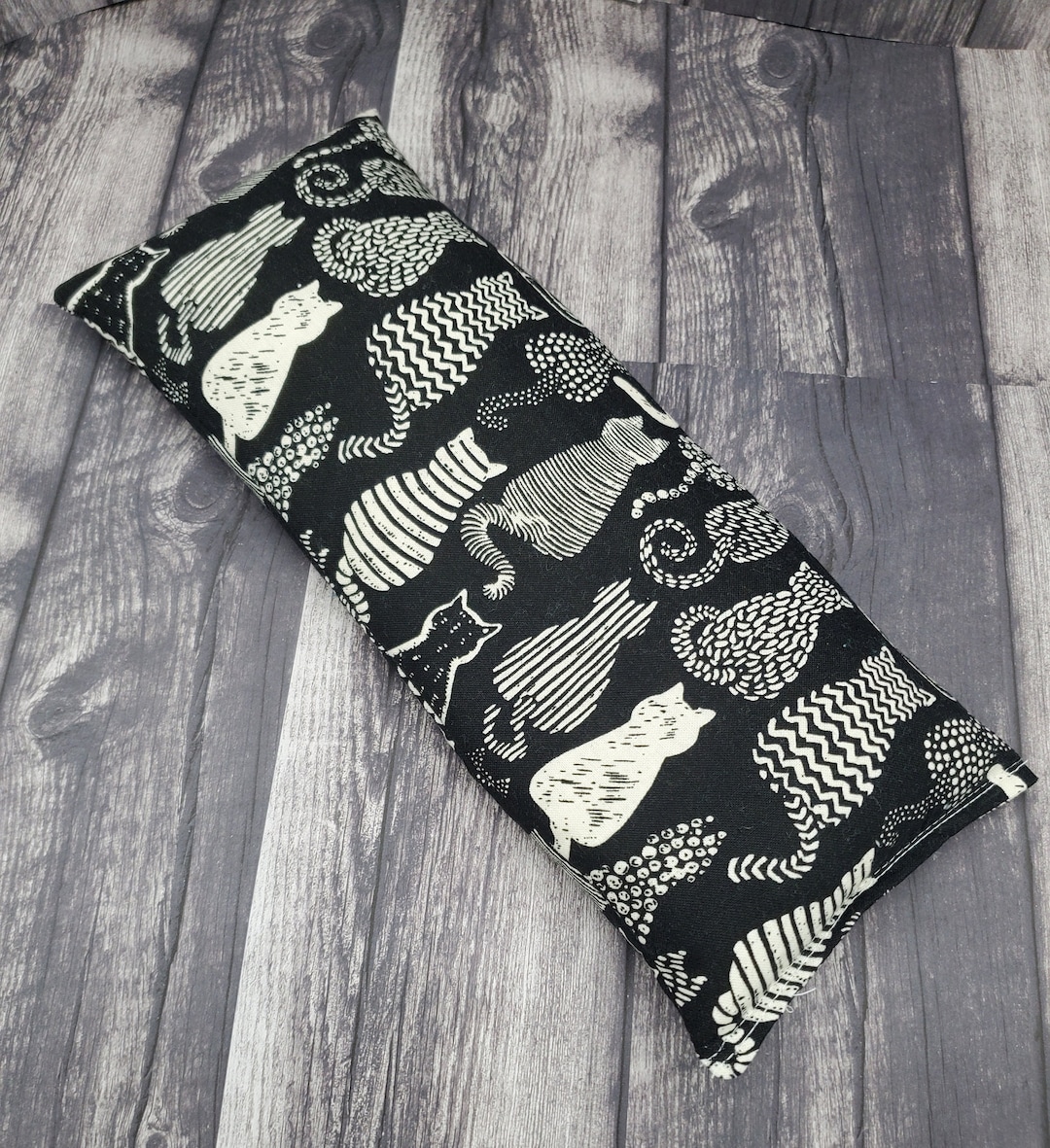 Microwave Rice and Flax Heat Padblack/white Cat for Soothing Anti