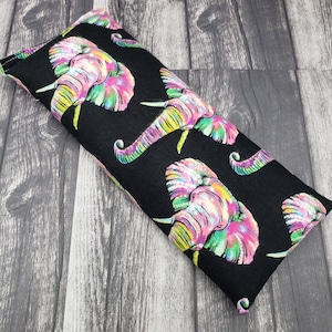Therapeutic rice and flax seed microwave heat pad. Provides the most relaxation and comfort in a heating pad. Soft beautiful elephant fabric