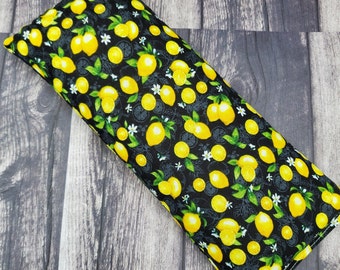 Lemons microwave rice and flax heating pad for soothing anti-stress relief-with or without lavender.  Hot/cold pack made with soft cotton.