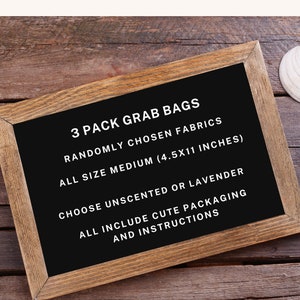 3 pack grab bag Microwave heat pad. Medium size. Heating pad microwave. Rice heating pad. Heat pack reusable. Lavender or unscented image 2