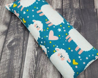 Microwave rice and flax heat pad- lambs-for soothing anti-stress relief-with or without lavender. Hot/cold pack with soft cotton flannel.