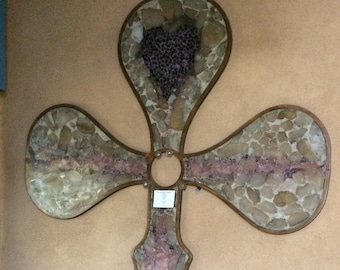 ZEE Gemstone Mosaic Cross Wall Art Sculpture, Amethyst, Quartz, Tourmaline, SHIPPING NOT Incl