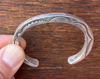 Orville Tsinnie, Navajo, Sterling Silver Cuff Bracelet, Heavy Gauge, Stamped, 4 sided, Collectible Native American Indian Jewelry