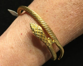 SOLD 18k Gold Snake Bracelet Great Craftsmanship Lightweight Ingenious Secure clasp Opens easy Easy to put on Transformation Healing