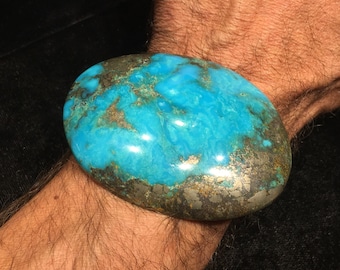 Large Turquoise gold Pyrite natural specimen gemstone, for jewelry or display, Huge domed cabochon, cuff, pendant
