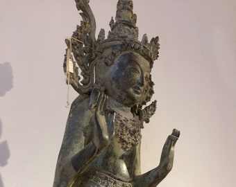 Old Burmese Bodhisattva Buddha Statue, Bronze Sculpture, Antique Patina, Myanmar, Meditation Peace Zen, SHIPPING NOT INCL