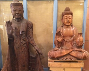 Large Vintage Carved Wood Buddha Statue, Burmese or Balinese, XL Temple sculpture, meditation peace zen yoga, Burma, Bali, SHIPPING NOT Incl
