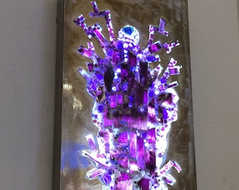 Zee Backlit Mosaic Wall Art Assemblage Sculpture Painting Gems