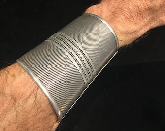 Vintage Turkmen Sterling Silver Cuff Bracelet, Tribal, wide, Wonder woman, Matching Cuffs, Central Asia, Nomads