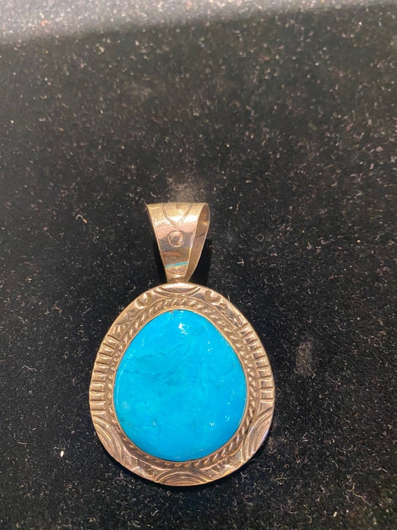 Navajo American Turquoise necklace pendant Native… - image 1