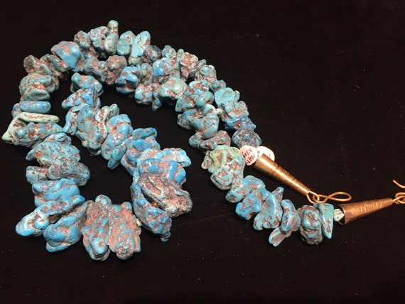 Natural Kingman Turquoise chunky Necklace mostly … - image 10