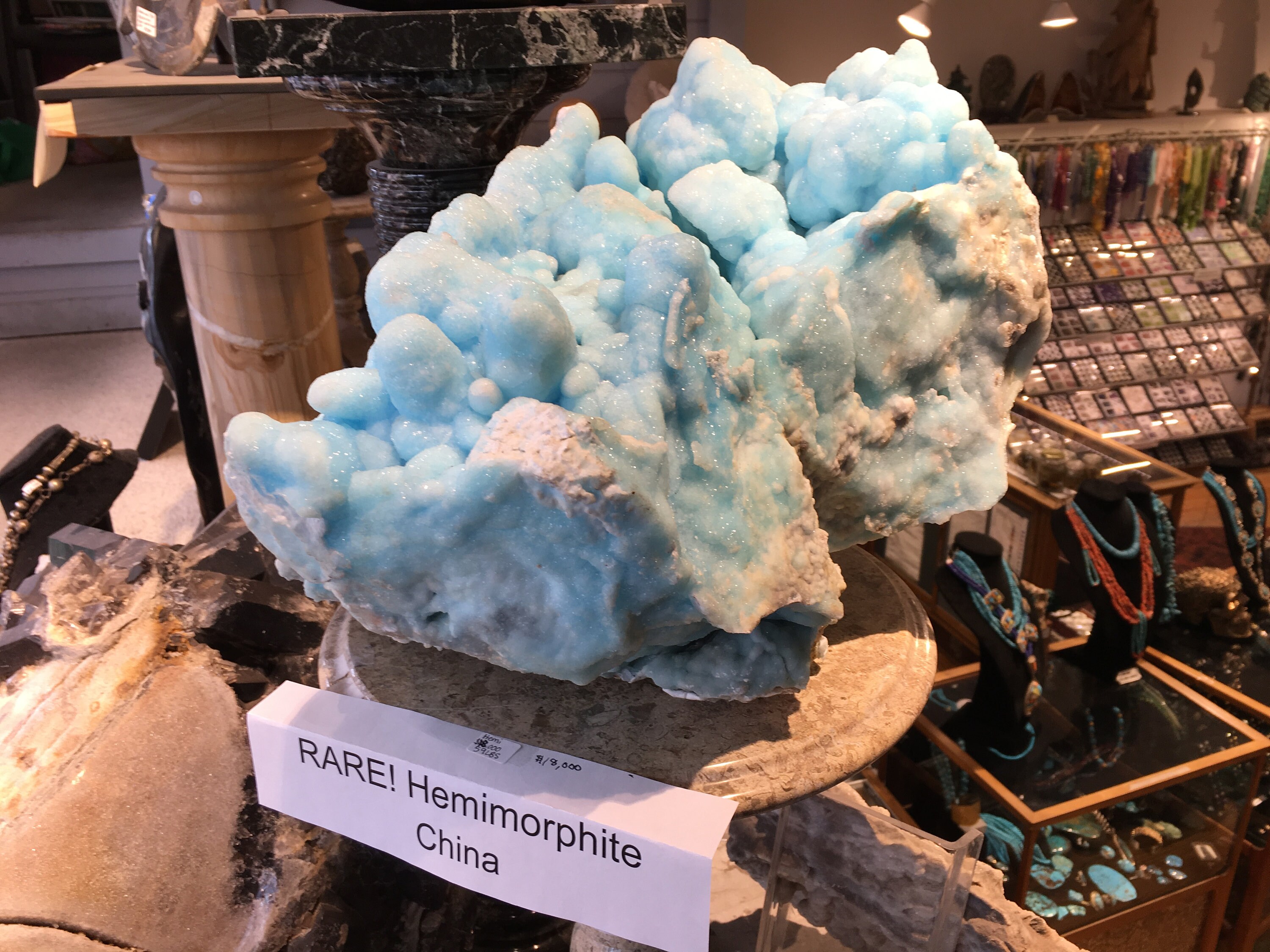 SOLD Hemimorphite Rare XL Display Geode Pale Turquoise Sky Blue Natural ...