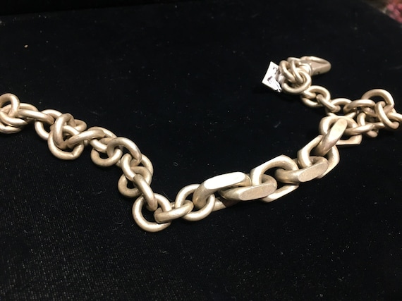 Matte thick heavy chunky solid Sterling Silver ch… - image 8