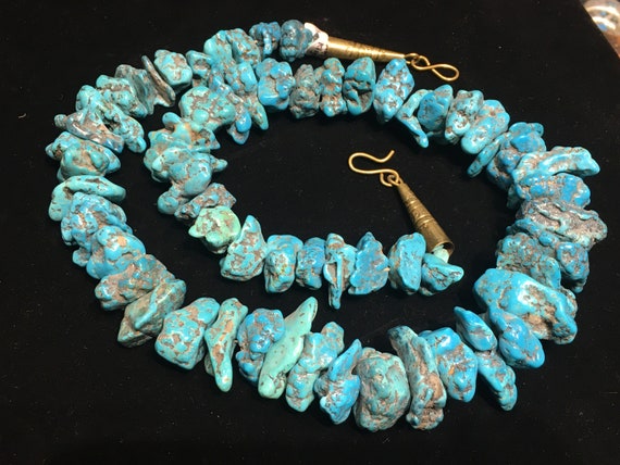 Natural Kingman Turquoise chunky Necklace mostly … - image 1