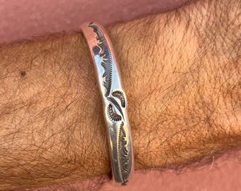 Orville Tsinnie, Navajo, Sterling Silver Cuff Bracelet, Heavy Gauge, Stamped, Collectible Native American Indian Jewelry