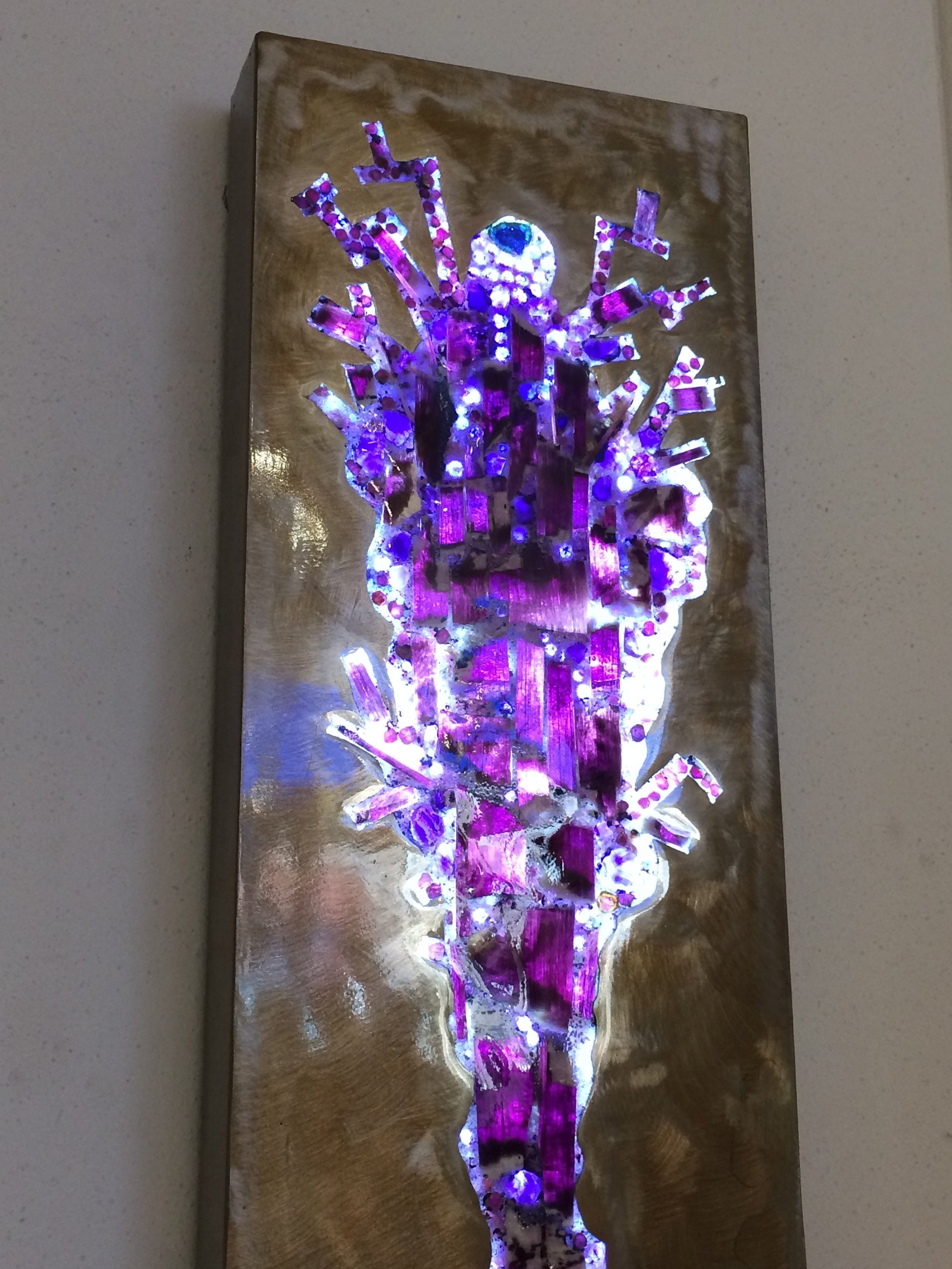 Zee Backlit Mosaic Wall Art Assemblage Sculpture Painting Gems