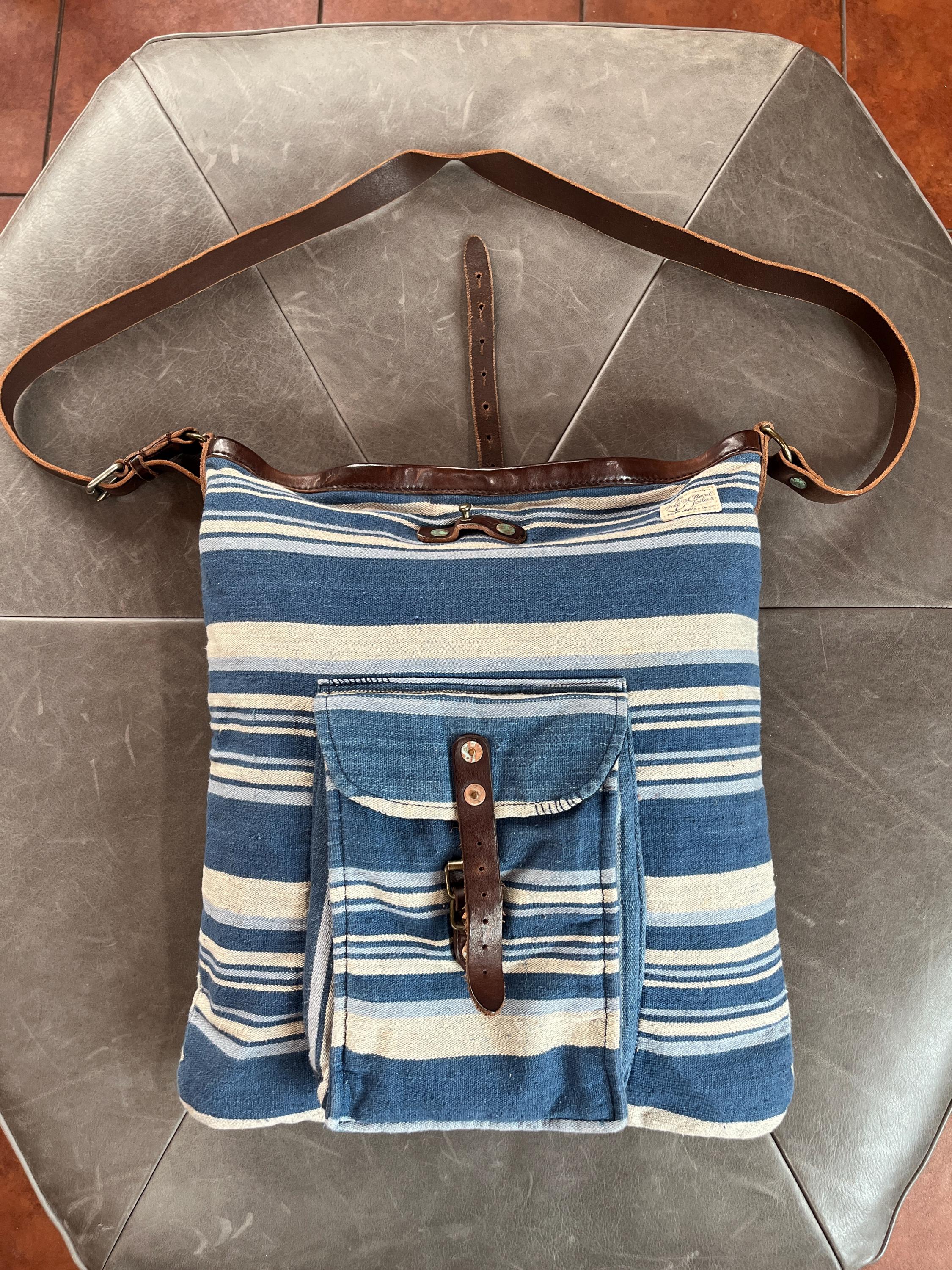 Vintage Polo Ralph Lauren Naval Tailors Indigo Striped Crossbody