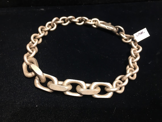 Matte thick heavy chunky solid Sterling Silver ch… - image 7