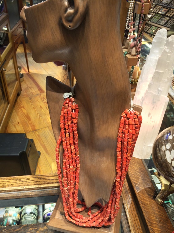 Stunning Vintage Santo Domingo Coral Native American Necklace Old Stunning Vintage Santo Domingo Coral Native American Necklace Old