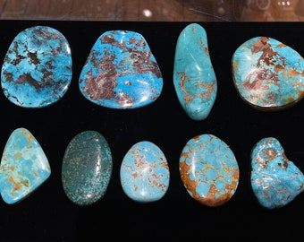 Fine American Turquoise Cabochons: Natural Gemstones (100-400 Cts) Royston Nevada Kingman #8 Pilot Mountain Candelaria