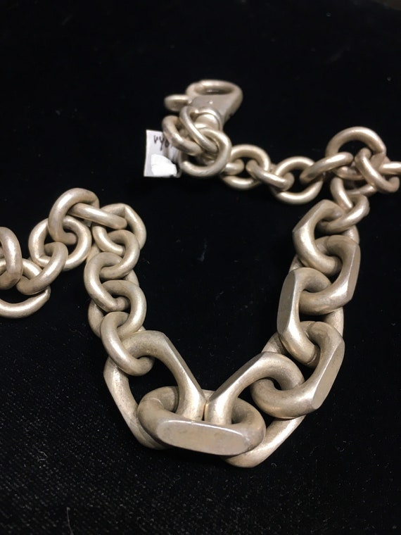 Matte thick heavy chunky solid Sterling Silver ch… - image 2