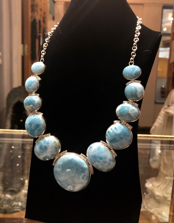 Stunning Larimar necklace multi stone sterling sil