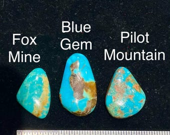 American Turquoise Cabochons for jewelry, Ring, Cuff Bracelet, Necklace Pendant, Bolo, Silver or Gold. Fox, Blue Gem, Pilot Mountain
