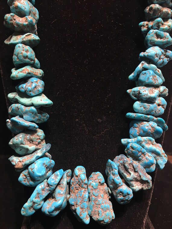 Natural Kingman Turquoise chunky Necklace mostly … - image 5