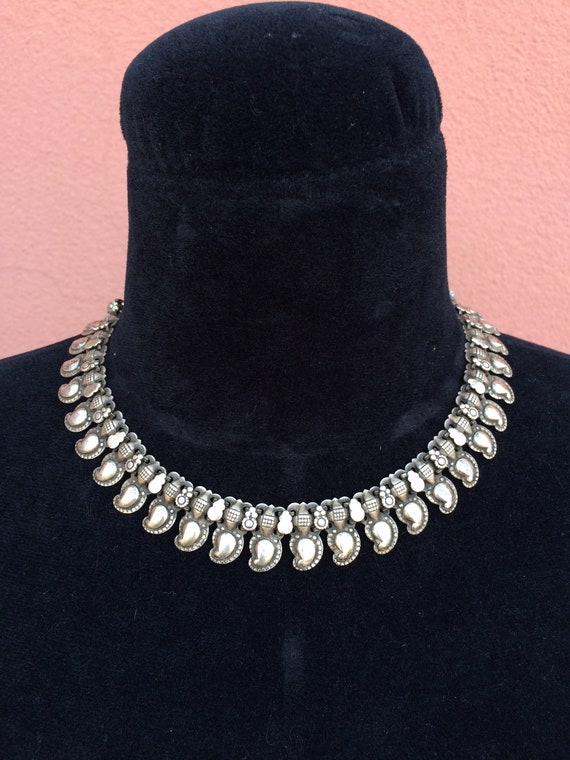 Old vintage Indian tribal silver choker necklace I