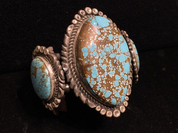 Stunning huge Turquoise cuff Natural #8 Maynard G… - image 8