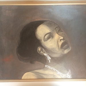 young Billie Holiday Lady Day original art Painting on canvas framed by Dodie moody timeless American Jazz Swing singer Classic chanteuse