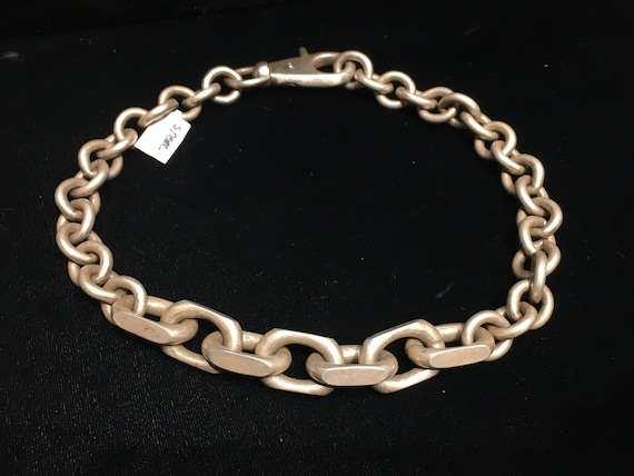 Matte thick heavy chunky solid Sterling Silver ch… - image 1