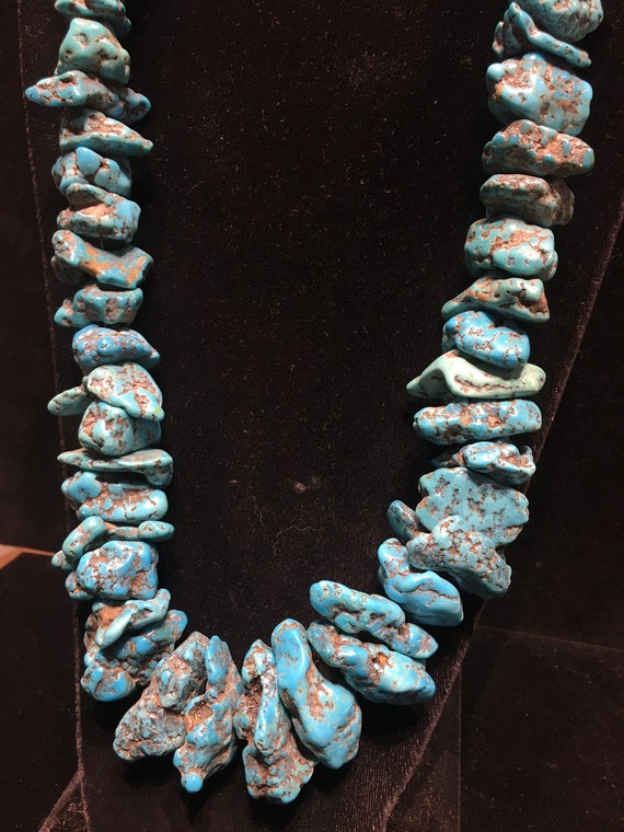 Natural Kingman Turquoise chunky Necklace mostly … - image 6