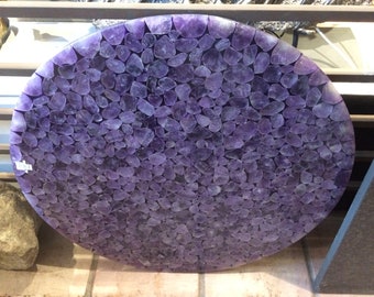 Amethyst Mosaic Table Top, Multi Stone Inlay, Madagascar Geode, SHIPPING NOT INCL