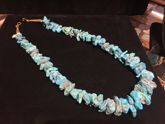 Natural Kingman Turquoise chunky Necklace mostly … - image 3