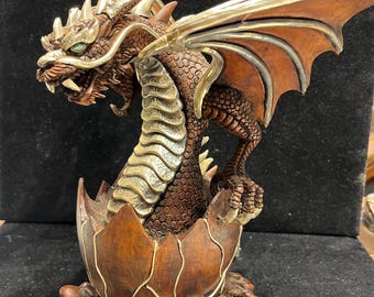 Lou Guerin Dragon Sculpture Pure Silver & Carved Wood Abalone Eyes incredible carving One of a Kind Masterpiece, S/H NOT INCL
