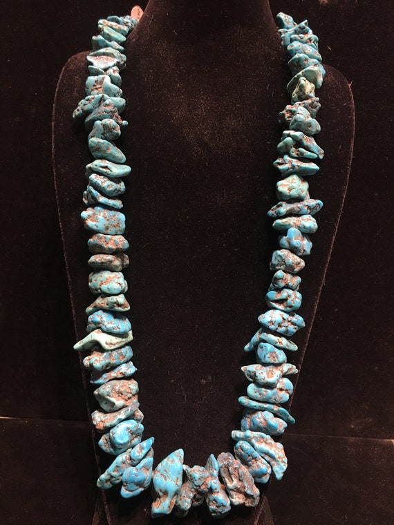 Natural Kingman Turquoise chunky Necklace mostly … - image 8