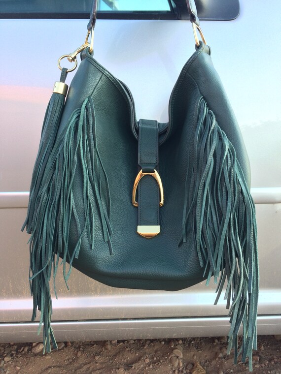 GILI got it love it genuine leather green shoulder ho Gem