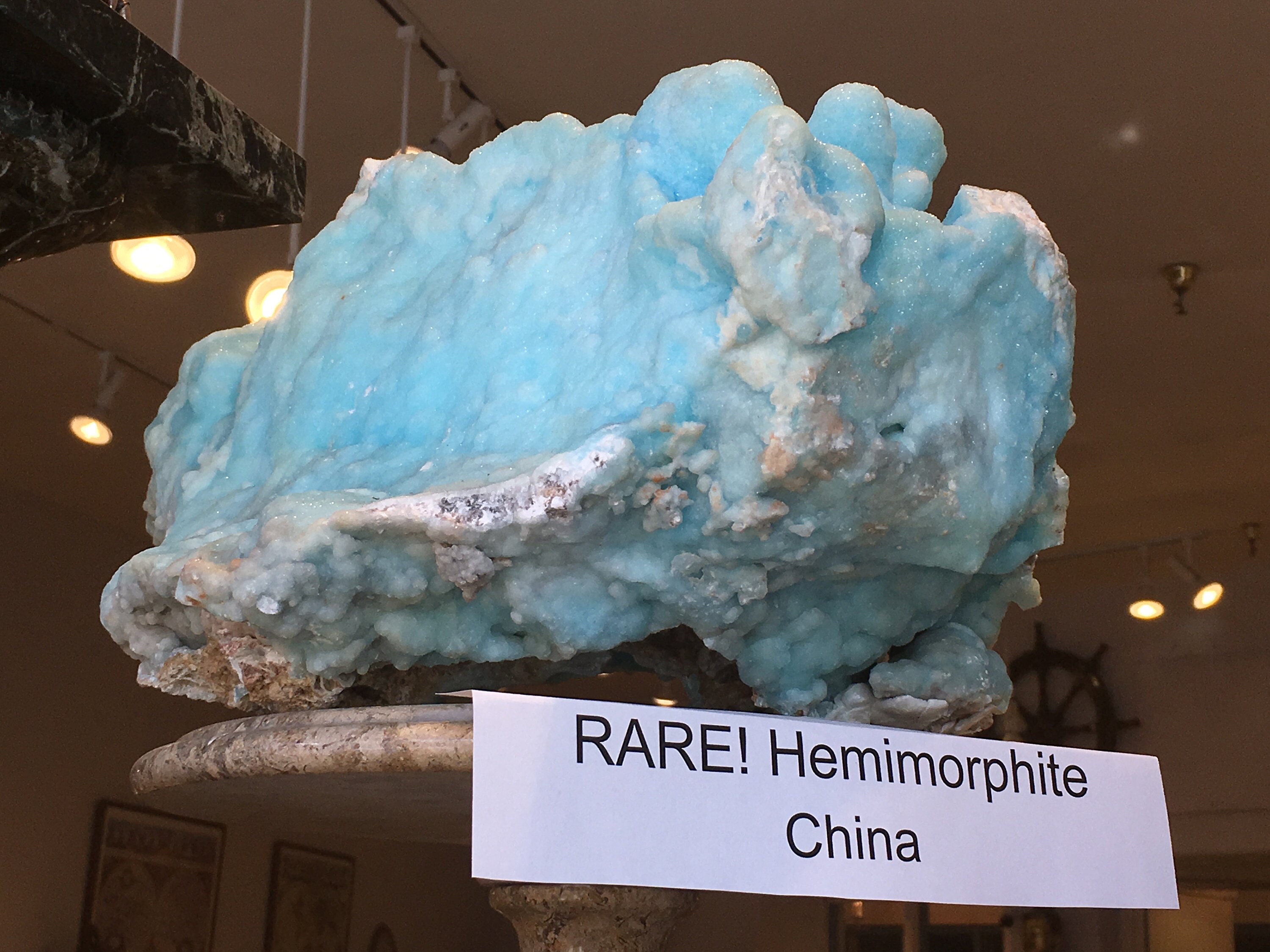 SOLD Hemimorphite Rare XL Display Geode Pale Turquoise Sky Blue Natural ...