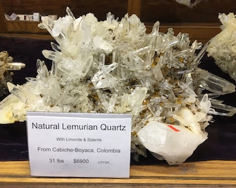 Lemurian Quartz Crystal with Limonite & Siderite, Cabiche-Boyaca Columbia, Top grade natural specimen, SHIPPING NOT INCL