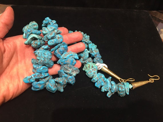 Natural Kingman Turquoise chunky Necklace mostly … - image 2