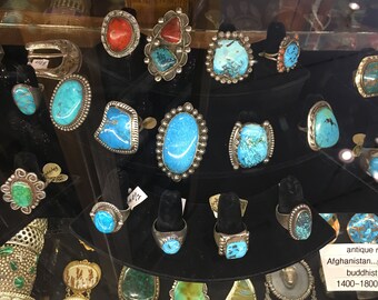 Native American Turquoise Rings, Sterling Silver, Gold, Inlay, Old Pawn, Egyptian, Multi Stone, Coral Sugilite Lapis