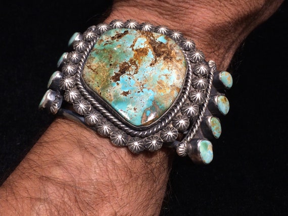 Museum Vintage Native American Navajo Cerrillos Royston Turquoise Sterling Silver Bracelet Museum Vintage Native American Navajo Cerrillos Royston Turquoise Sterling Silver Bracelet