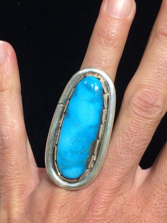 Marvelous Vintage Navajo Native American Sterling Silver Convex Ring Old Marvelous Vintage Navajo Native American Sterling Silver Convex Ring Old