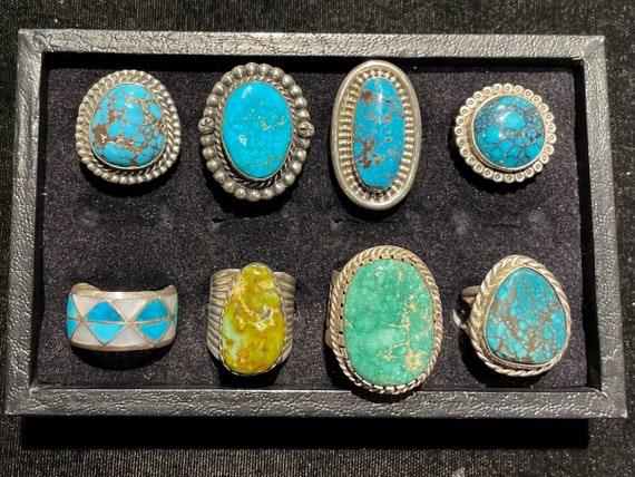 Exquisite Vintage Native American Navajo Convex Sterling Silver Native Turquoise Cufflinks Exquisite Vintage Native American Navajo Convex Sterling Silver Native Turquoise Cufflinks