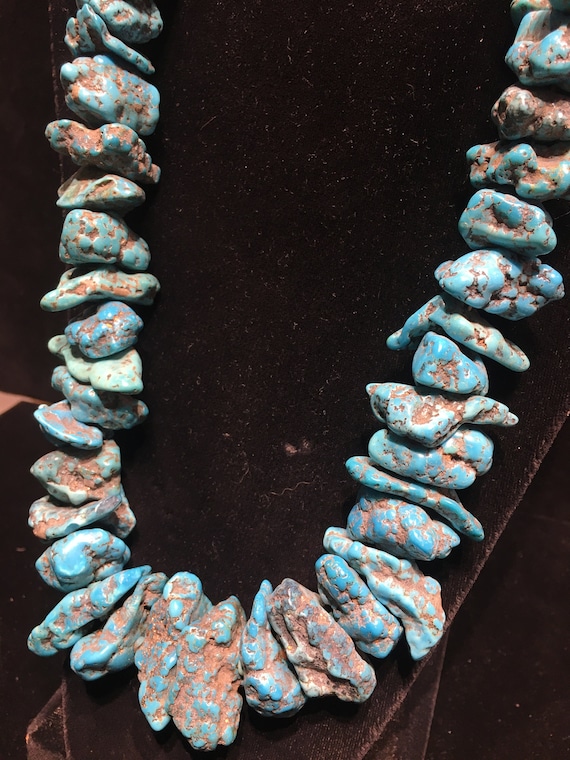 Natural Kingman Turquoise chunky Necklace mostly … - image 9