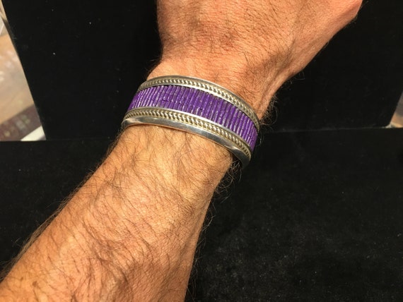 Very Rare!! Vintage Native American Navajo Turquoise Sugulite Sterling Silver Bracelet Old Very Rare!! Vintage Native American Navajo Turquoise Sugulite Sterling Silver Bracelet Old