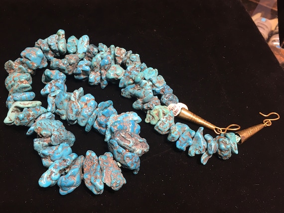 Natural Kingman Turquoise chunky Necklace mostly … - image 4