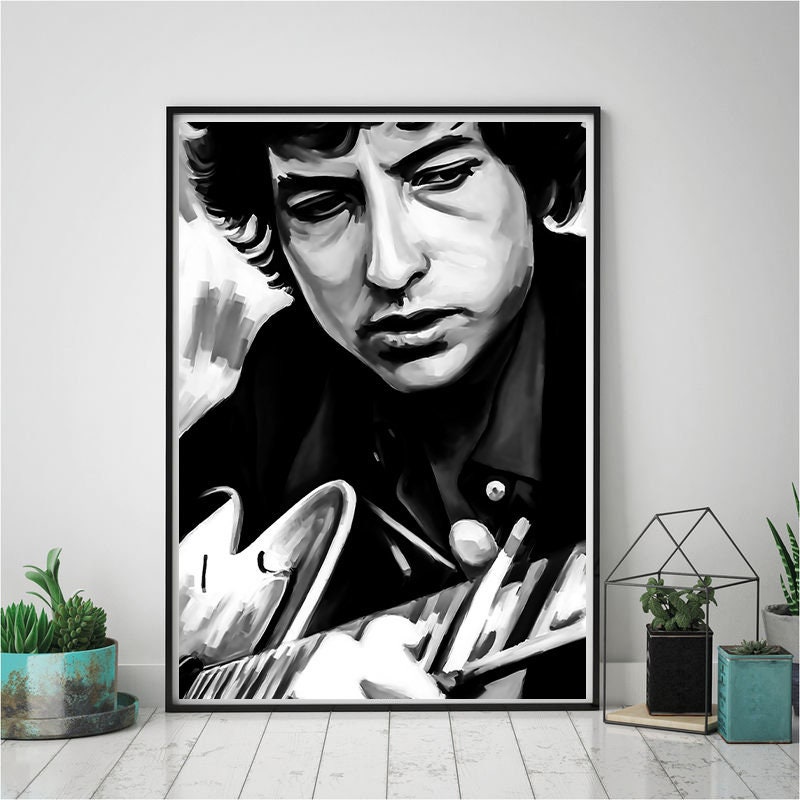 Bob Dylan Print On Canvas Poster Bob Dylan Poster Wall Art | Etsy