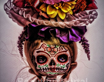 Beautiful Mortal Blonde Dia De Los Muertos Doll Canon PRINT 347 Reproduction by Michael Brown